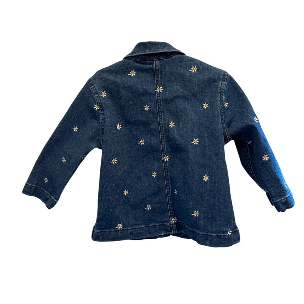 Hanna Andersson Denim collared cotton embroidered Spring floral jacket 4 - Picture 4 of 6